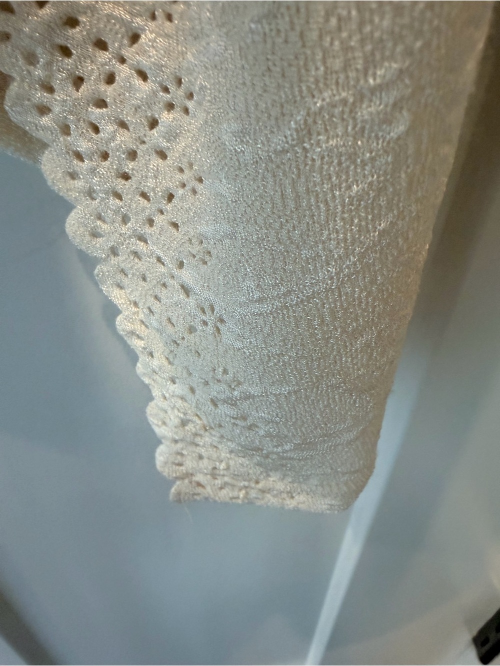 Chances R Medium Ivory Crochet Lace Open Front Cardigan Lightweight Boho - Picture 4 of 11